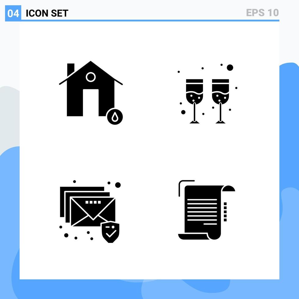 moderno 4 iconos de estilo sólido símbolos de glifo para uso general signo de icono sólido creativo aislado sobre fondo blanco paquete de 4 iconos vector