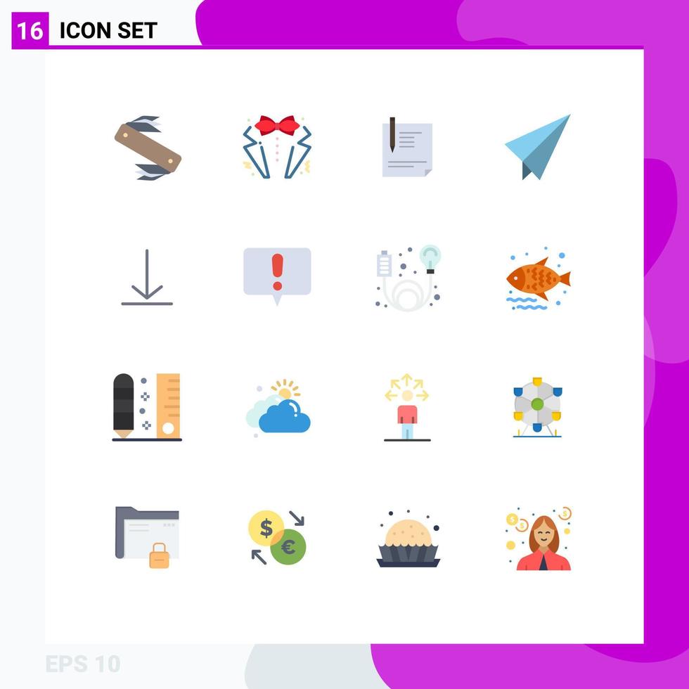 User Interface Pack of 16 Basic Flat Colors of paper sign suit paper file Editable Pack of Creative Vector Design Elements