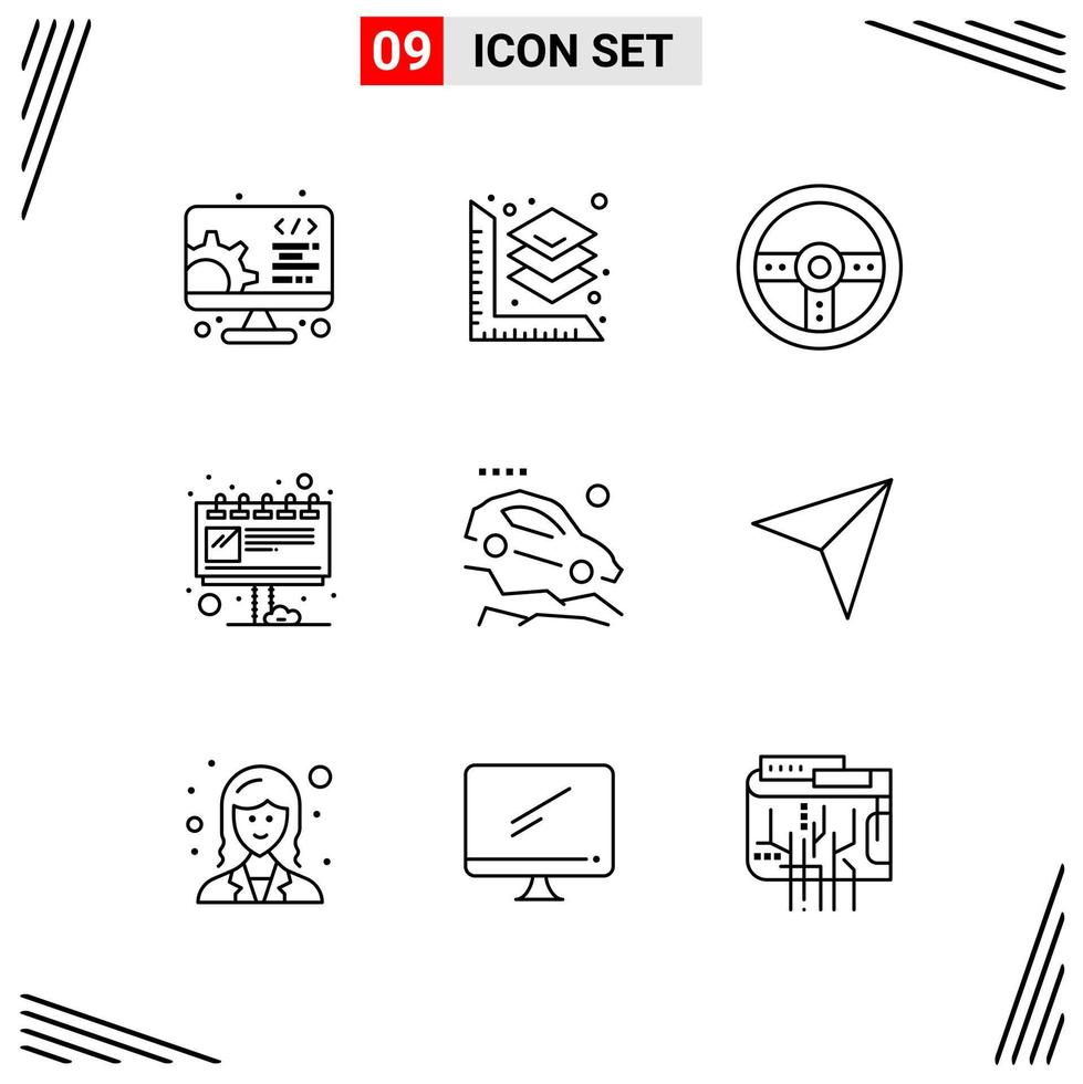 9 Icons Line Style Grid Based Creative Outline Symbols for Website Design Simple Line Icon Signs Isolated on White Background 9 Icon Set vector