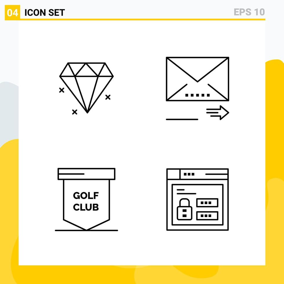 Collection of 4 Universal Line Icons Icon Set for Web and Mobile vector