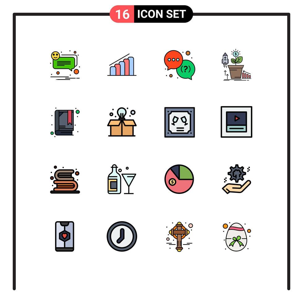 16 Flat Color Filled Line concept for Websites Mobile and Apps book money help growth finance Editable Creative Vector Design Elements