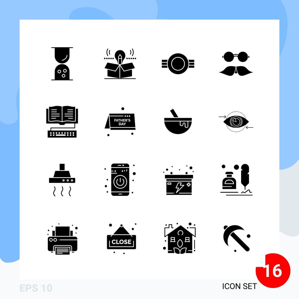 paquete moderno de 16 iconos símbolos de glifos sólidos aislados en fondo blanco para el diseño de sitios web vector