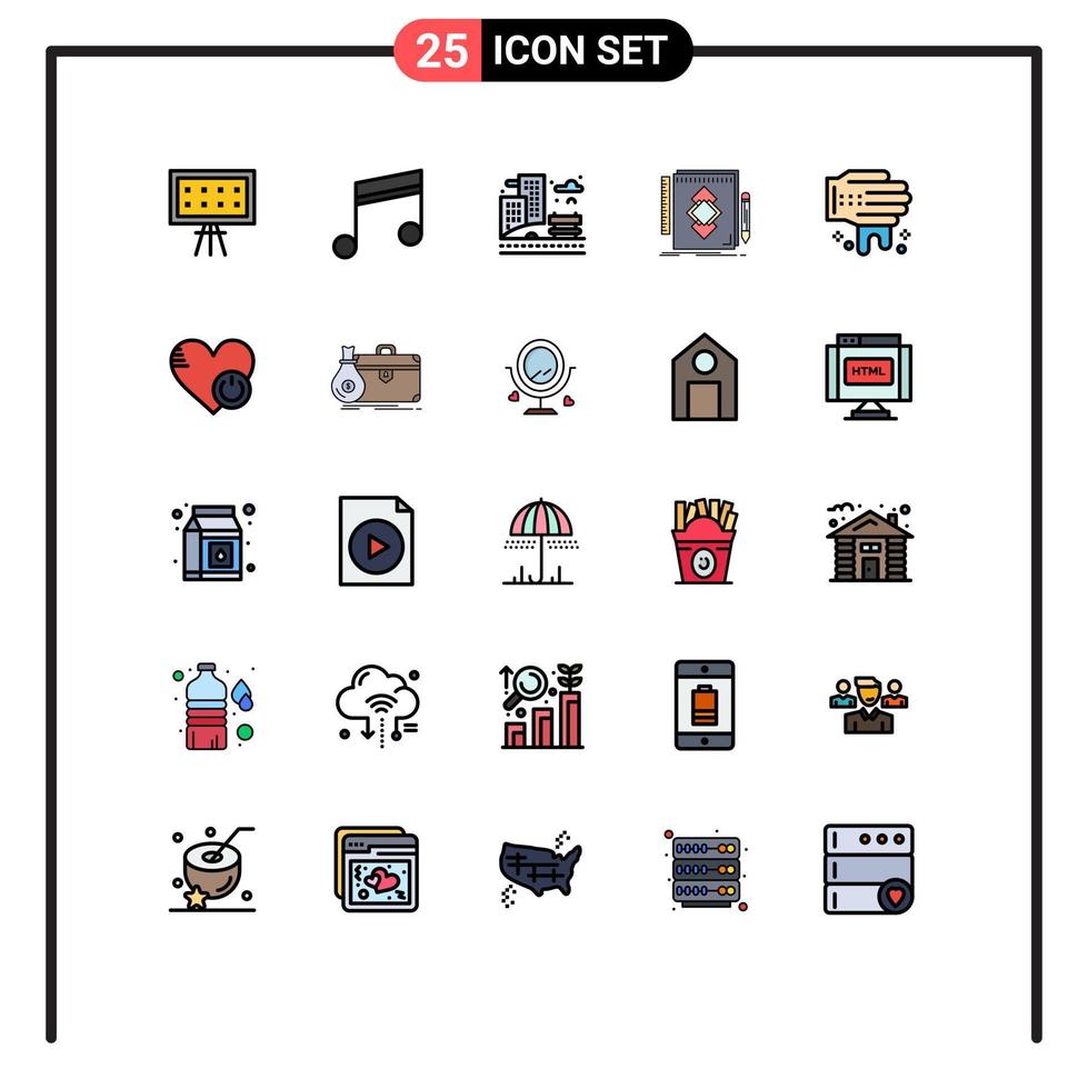 Stock Vector Icon Pack of 25 Line Signs and Symbols for hand draw city identity design Editable Vector Design Elements