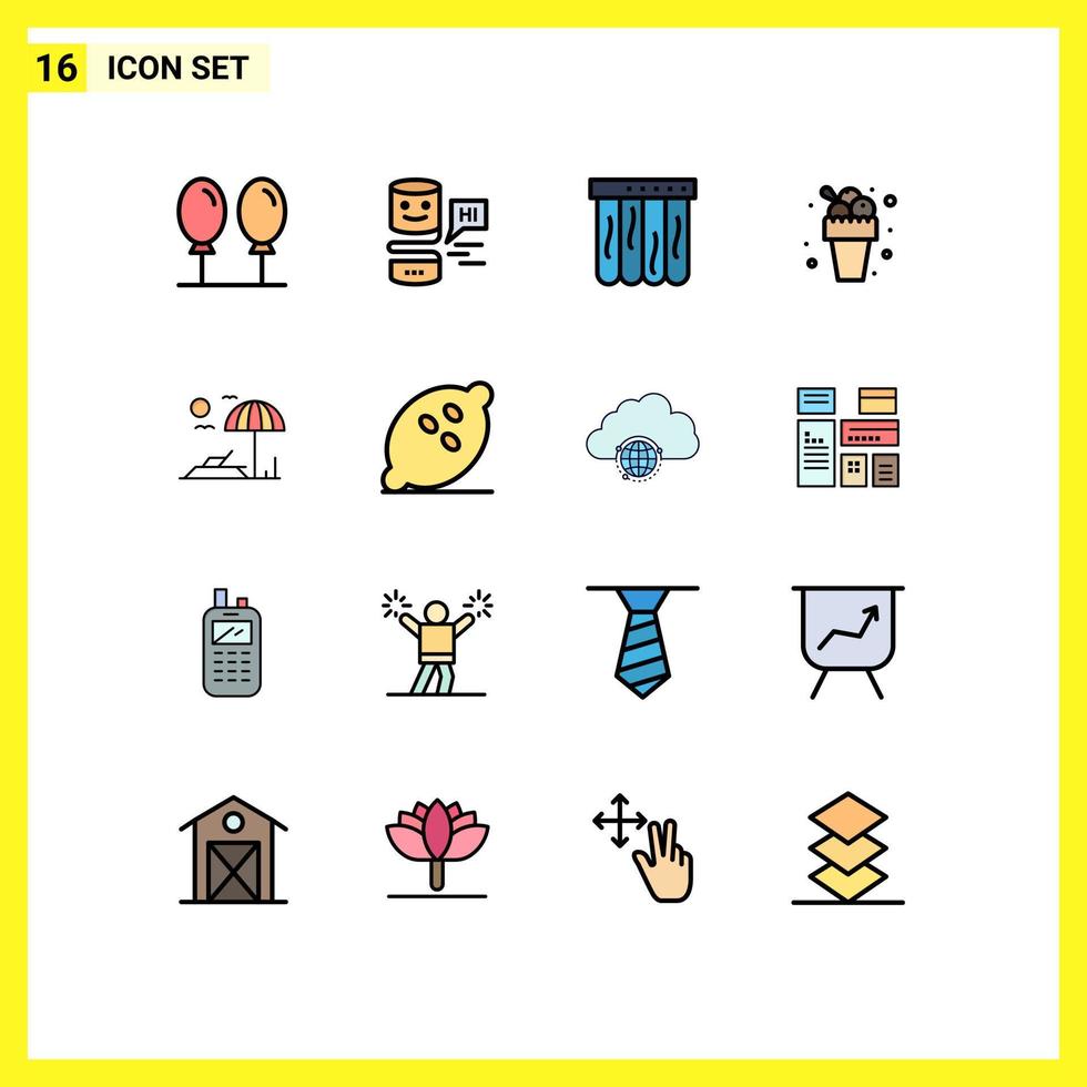 paquete de iconos de vector de stock de 16 signos y símbolos de línea para postre tumbona piscina playa dulce elementos de diseño de vector creativo editable