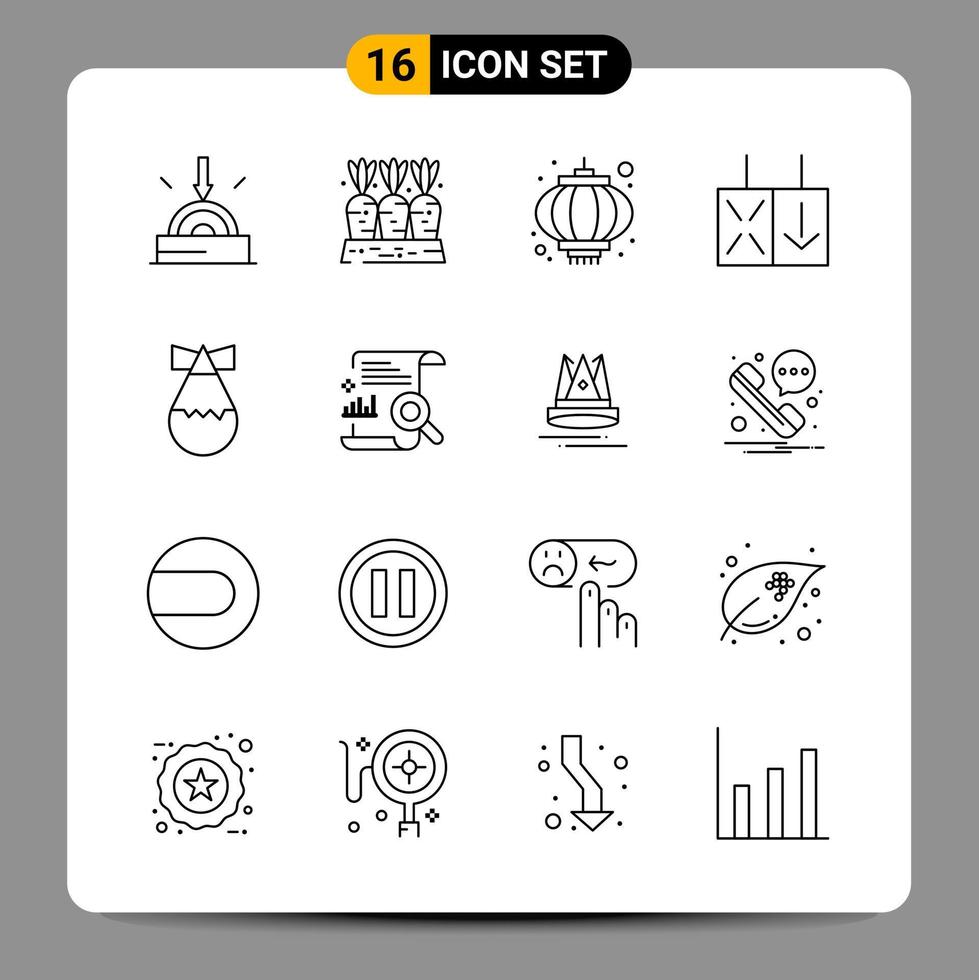 16 Black Icon Pack Outline Symbols Signs for Responsive designs on white background 16 Icons Set vector