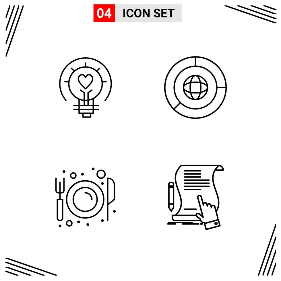 4 Icons Line Style Grid Based Creative Outline Symbols for Website Design Simple Line Icon Signs Isolated on White Background 4 Icon Set vector