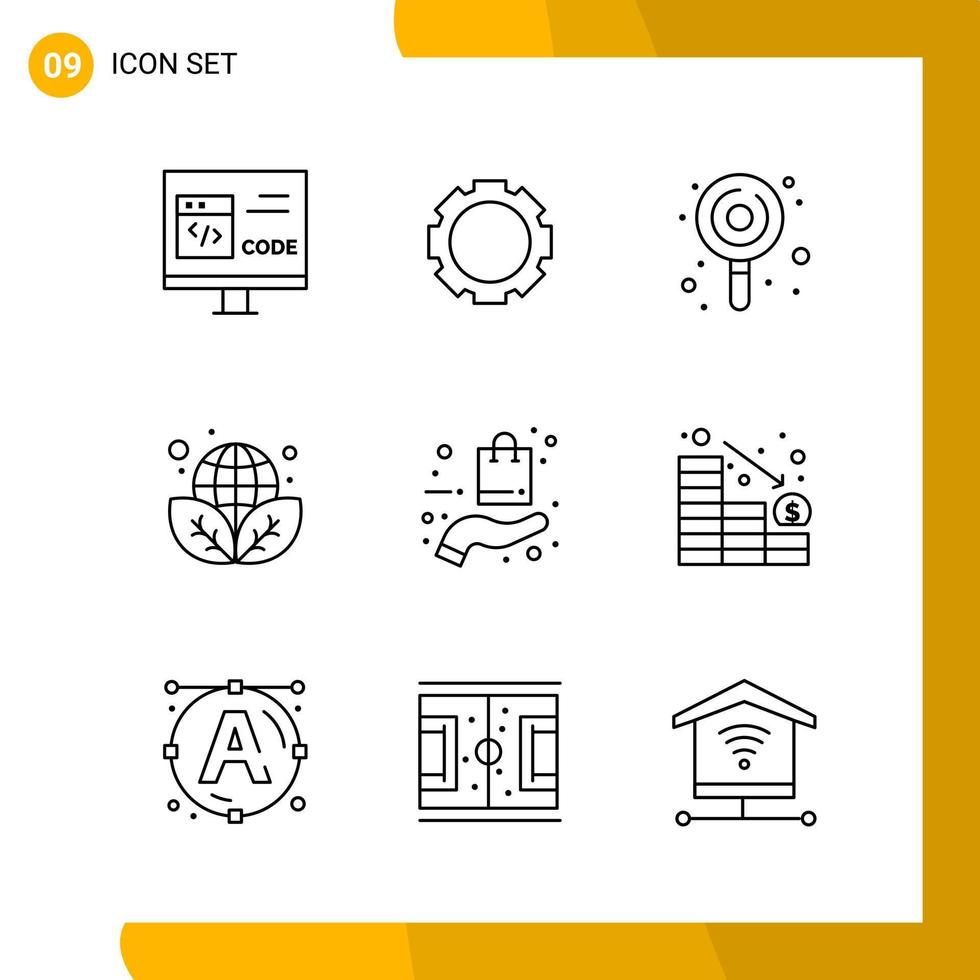 9 Icon Set Line Style Icon Pack Outline Symbols isolated on White Backgound for Responsive Website Designing vector