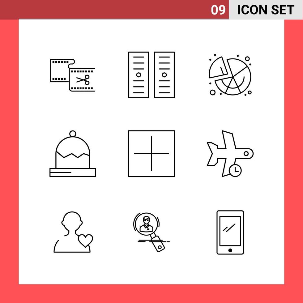 9 Icon Pack Line Style Outline Symbols on White Background Simple Signs for general designing vector