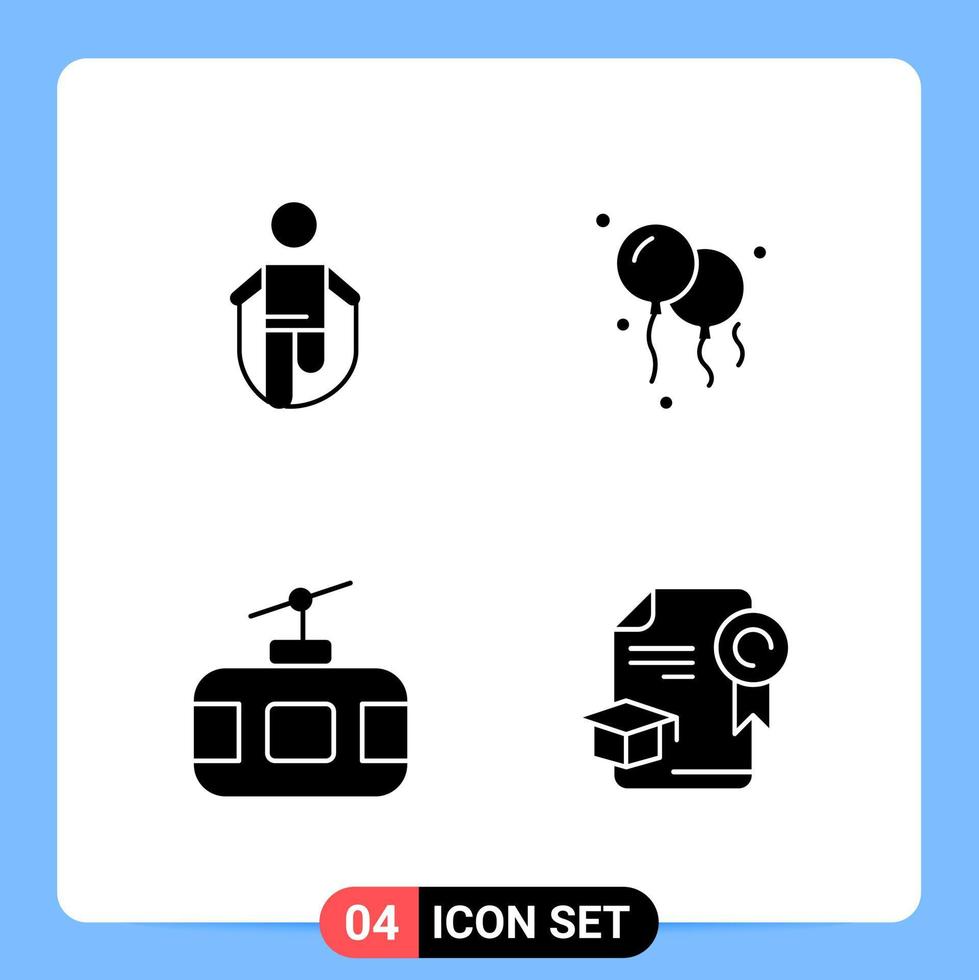 4 símbolos de glifo de paquete de iconos negros sólidos para aplicaciones móviles aisladas sobre fondo blanco vector