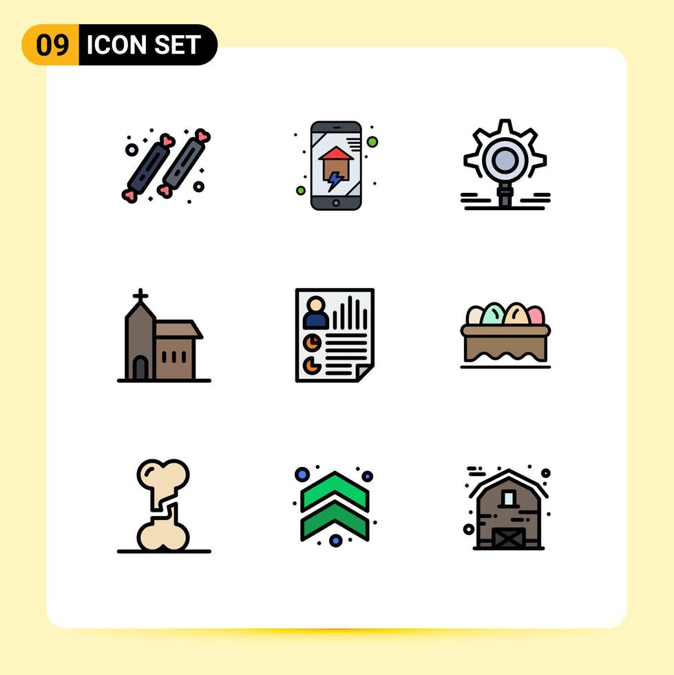 Set of 9 Modern UI Icons Symbols Signs for historic christian home wifi building search Editable Vector Design Elements