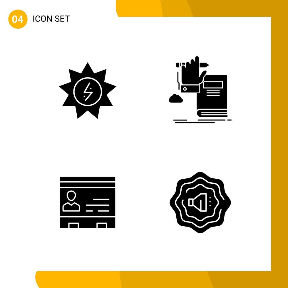4 Icon Set Solid Style Icon Pack Glyph Symbols isolated on White Backgound for Responsive Website Designing vector