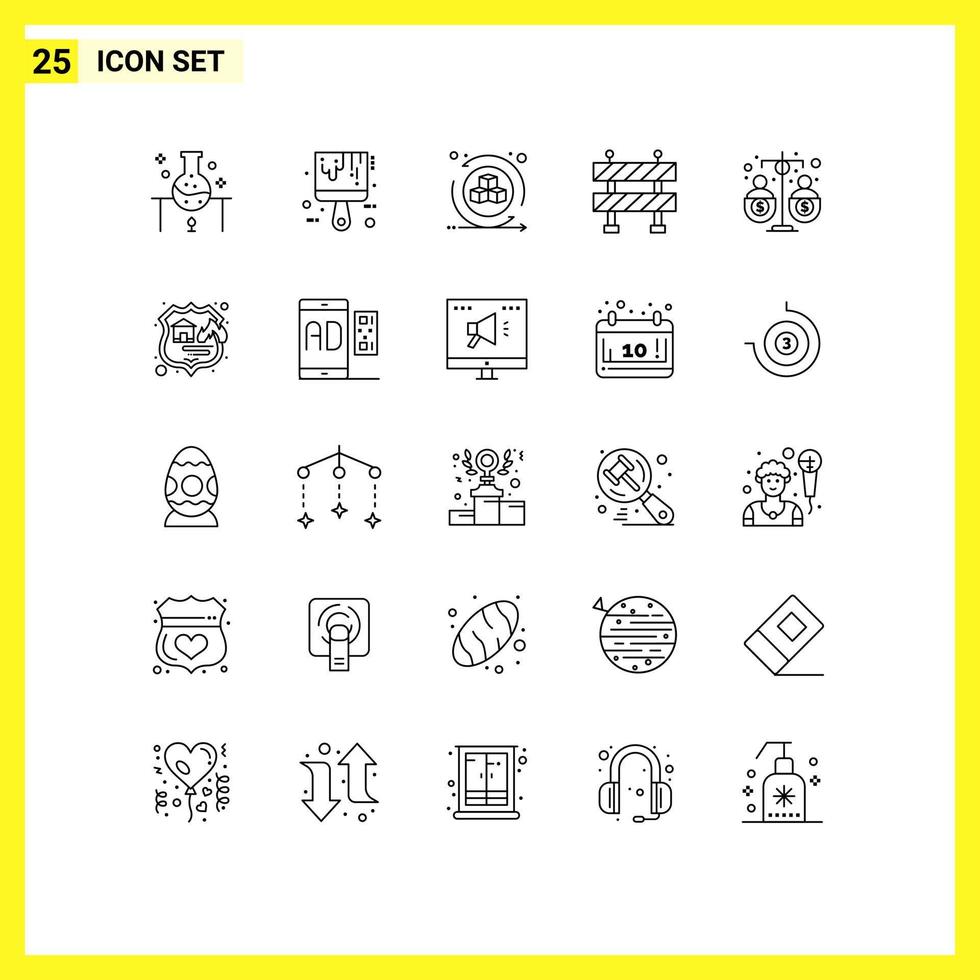 25 Thematic Vector Lines and Editable Symbols of fund budget color road virtual Editable Vector Design Elements