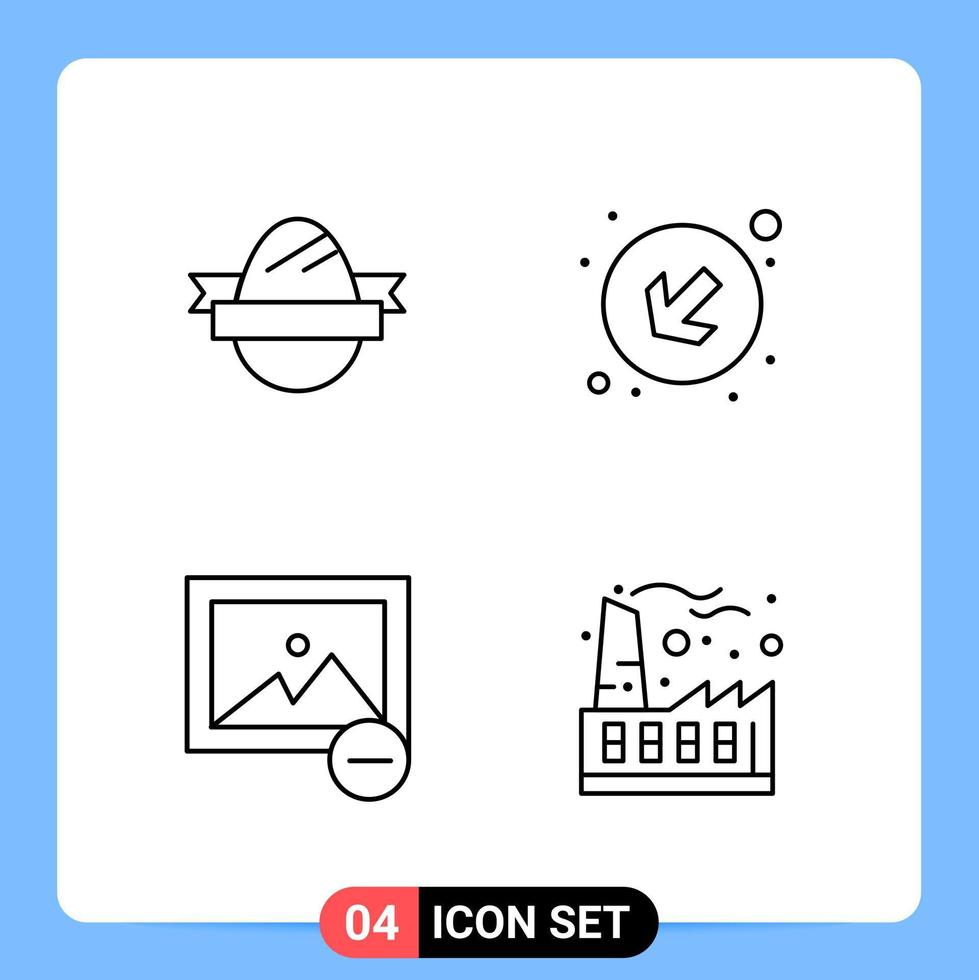 4 Line Black Icon Pack Outline Symbols for Mobile Apps isolated on white background 4 Icons Set vector