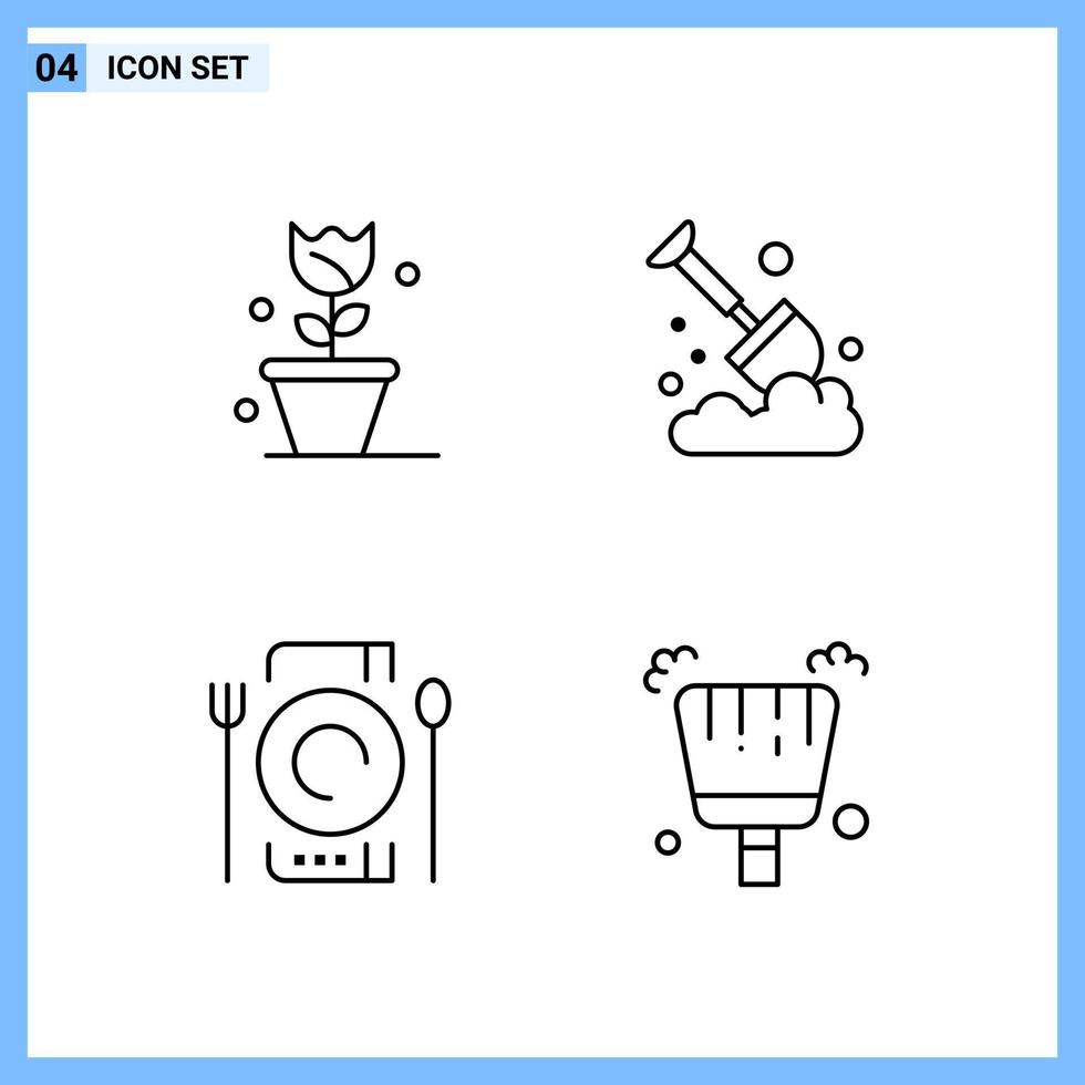 4 Icons Line style Creative Outline Symbols Black Line Icon Sign Isolated on White Background vector