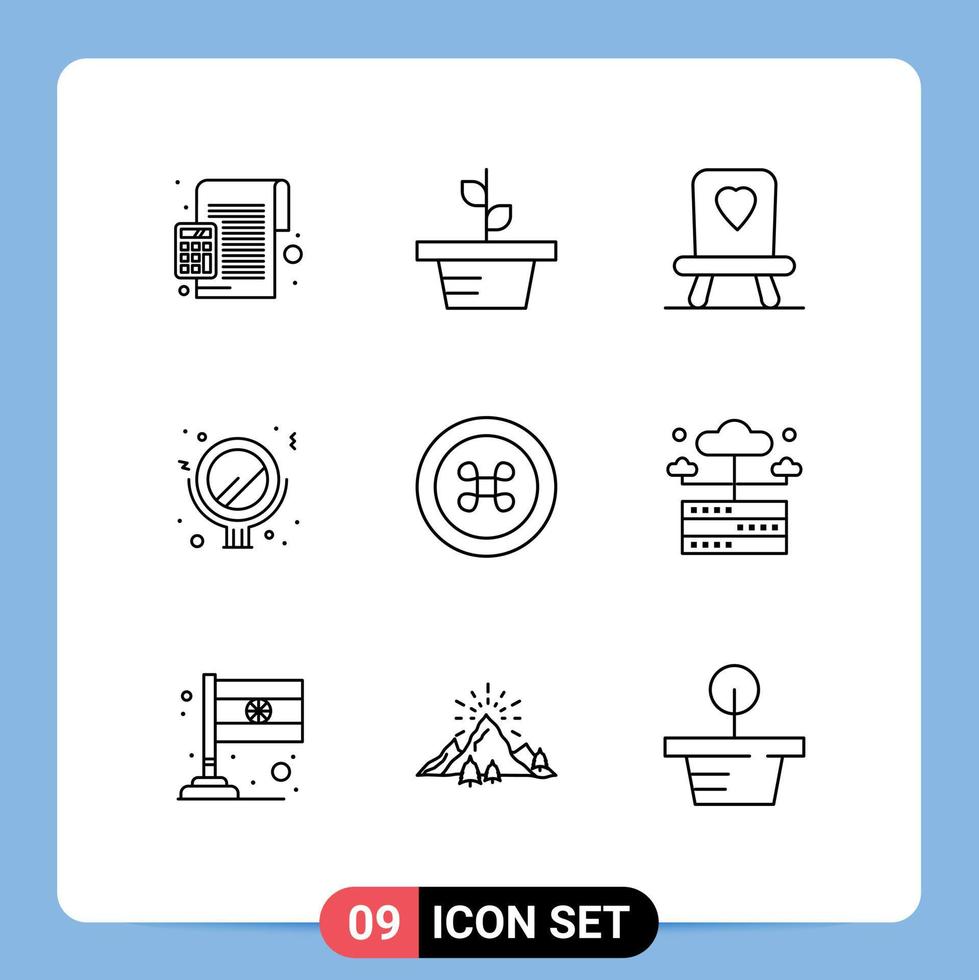 9 Universal Outlines Set for Web and Mobile Applications database fruit plant food makeup Editable Vector Design Elements
