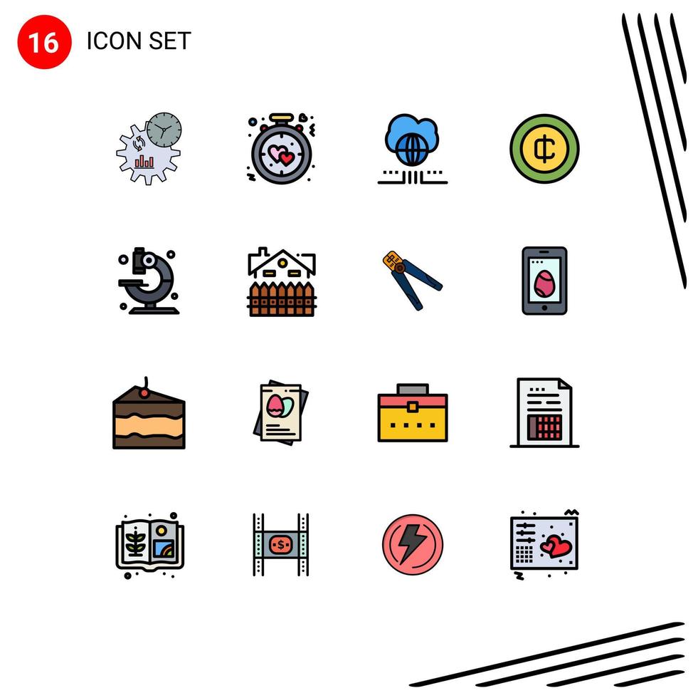 16 iconos creativos signos y símbolos modernos de laboratorio comercio electrónico romance moneda nube elementos de diseño de vectores creativos editables
