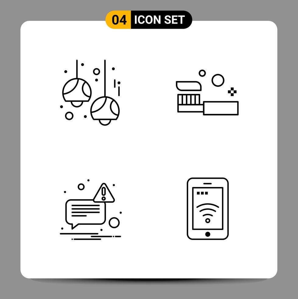 4 Black Icon Pack Outline Symbols Signs for Responsive designs on white background 4 Icons Set vector