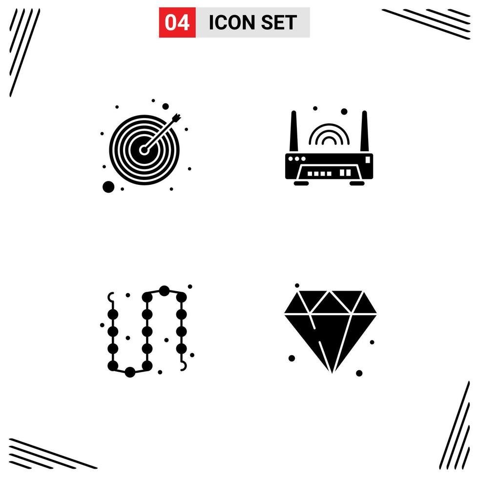 User Interface Solid Glyph Pack of modern Signs and Symbols of arrow fashion goal router jewelry Editable Vector Design Elements