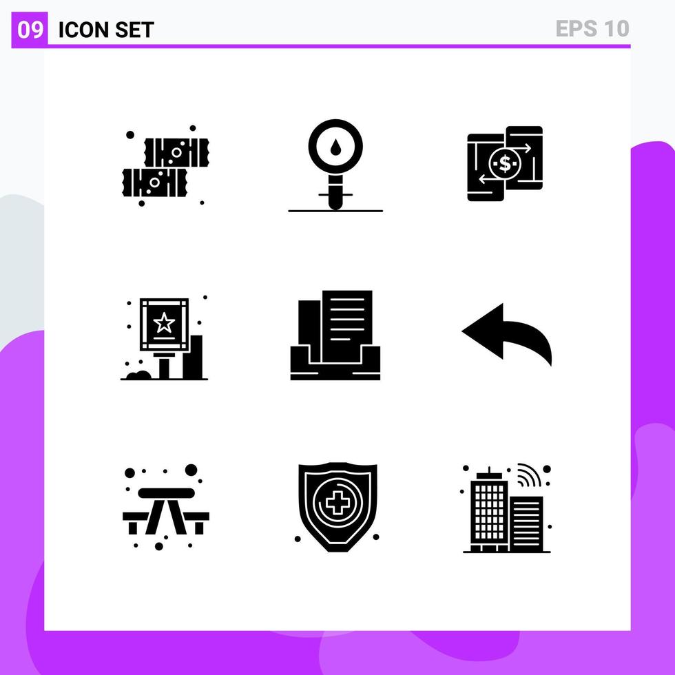 Set of 9 Modern UI Icons Symbols Signs for board advertising laboratory advertisement peer to peer Editable Vector Design Elements