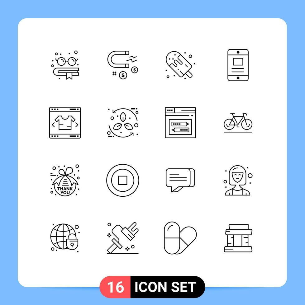 16 Creative Icons Modern Signs and Symbols of modern business dessert online mobile Editable Vector Design Elements