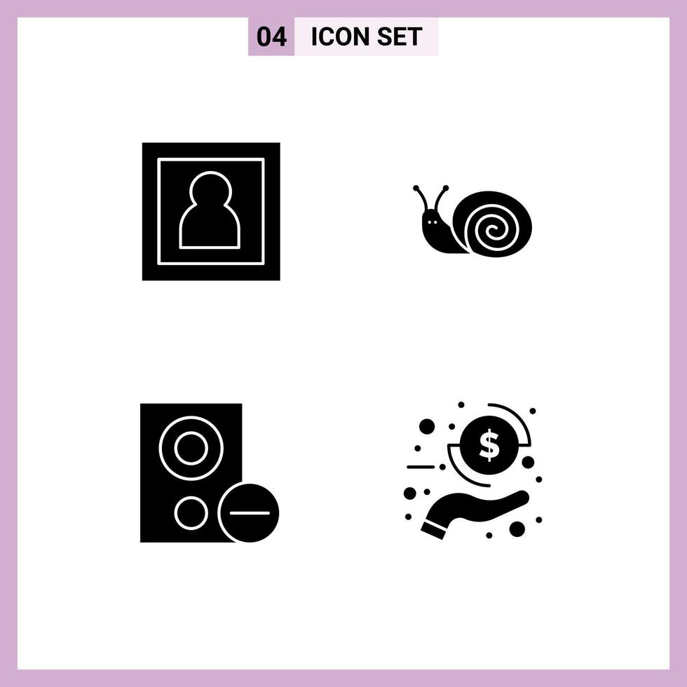 Solid Glyph Pack of Universal Symbols of photo devices portrait snail hardware Editable Vector Design Elements