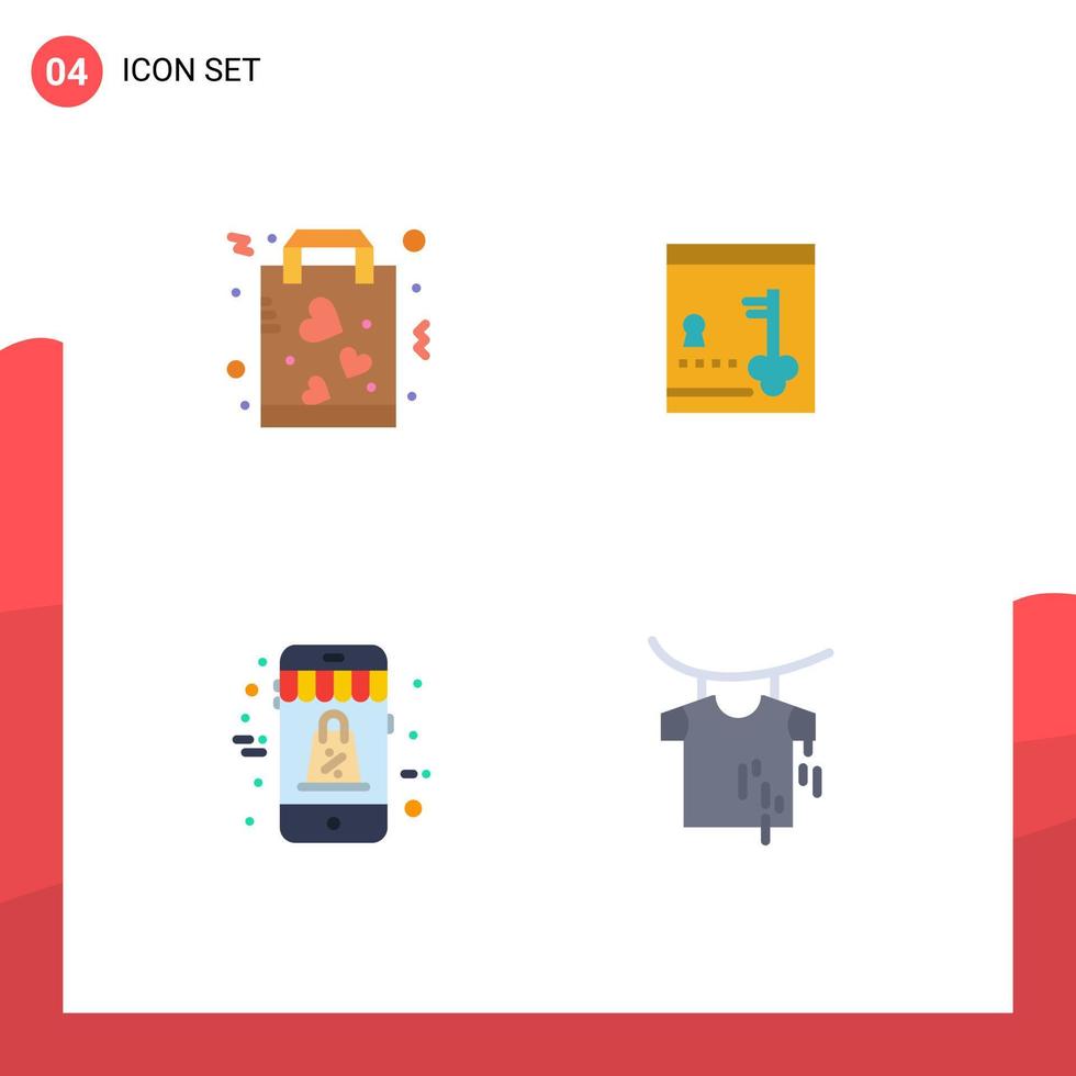 4 Thematic Vector Flat Icons and Editable Symbols of buy shopping paper locker mobile Editable Vector Design Elements
