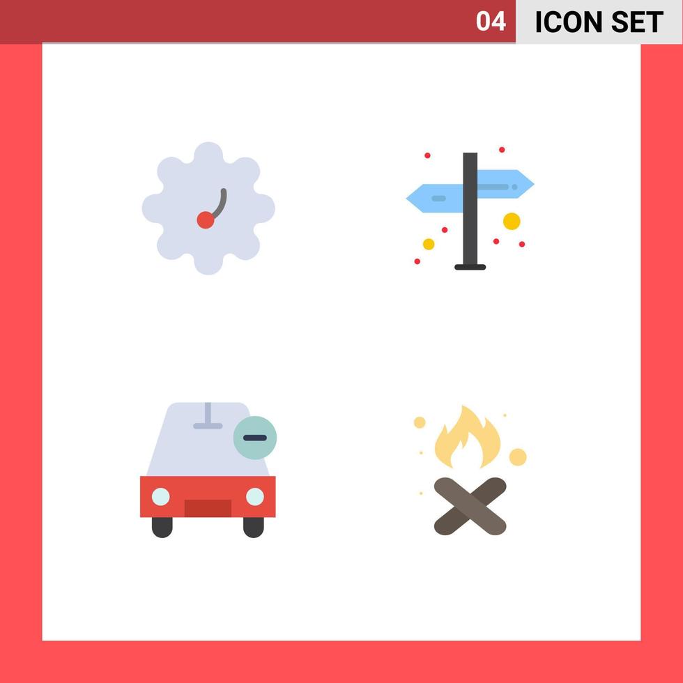 Pack of 4 creative Flat Icons of patterson vehicles navigation delete fire Editable Vector Design Elements