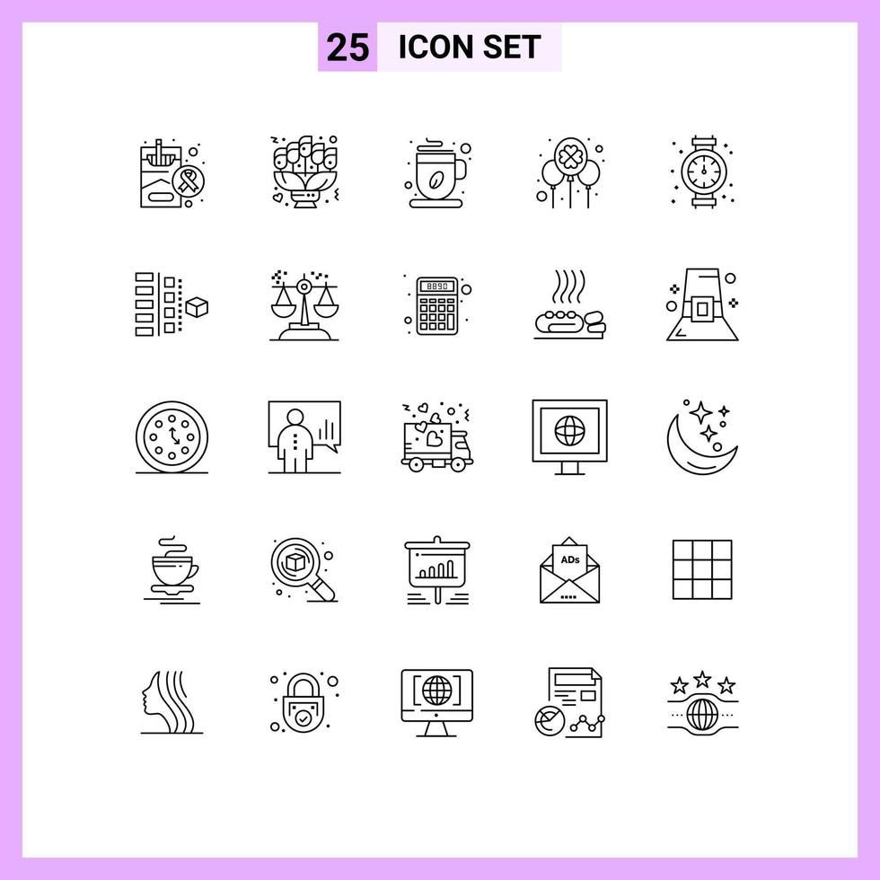 conjunto de 25 iconos modernos de la interfaz de usuario signos de símbolos para la fecha del día irlandés celebrar elementos de diseño vectorial editables de la taza de café vector