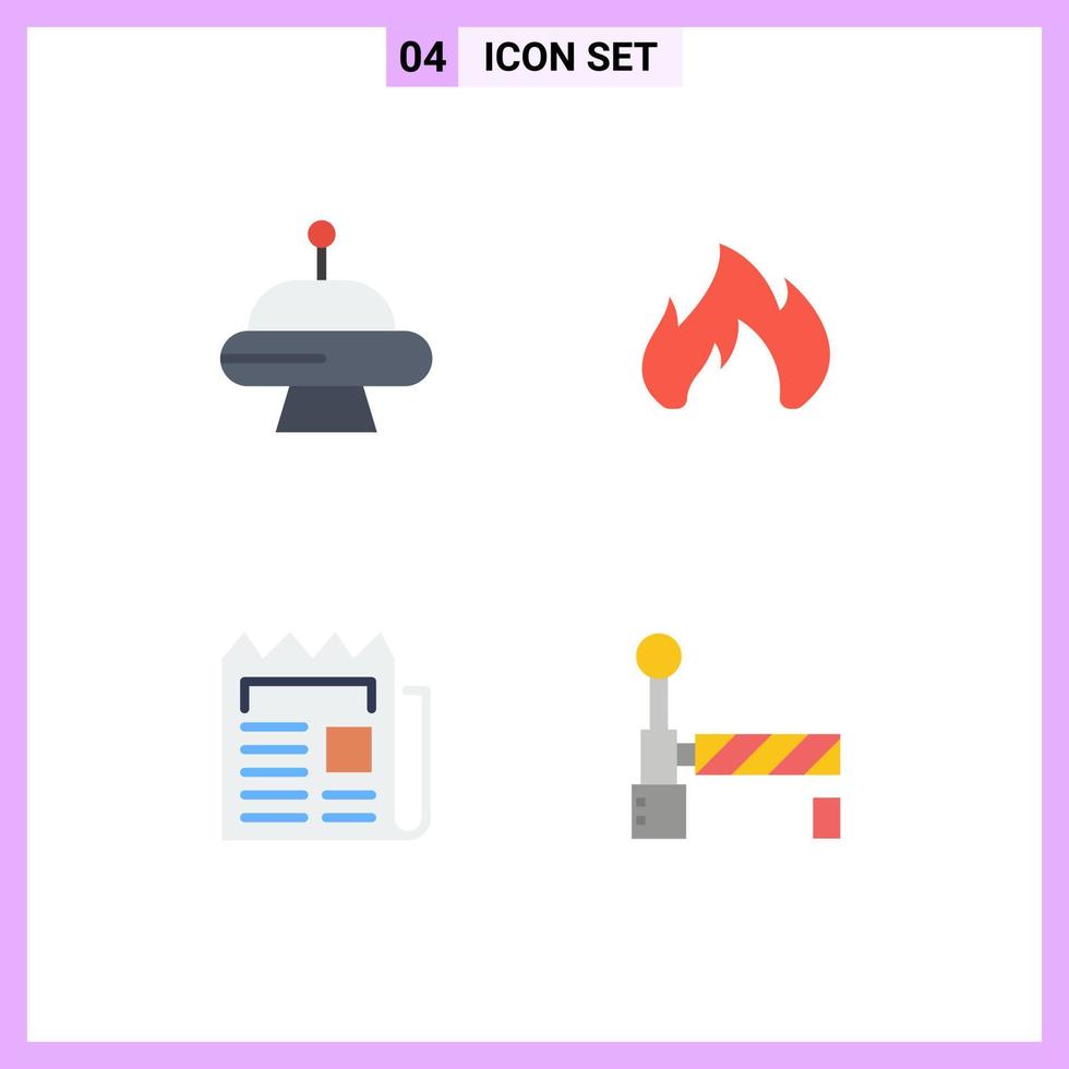 Universal Icon Symbols Group of 4 Modern Flat Icons of abduction newsletter fire spark paper Editable Vector Design Elements