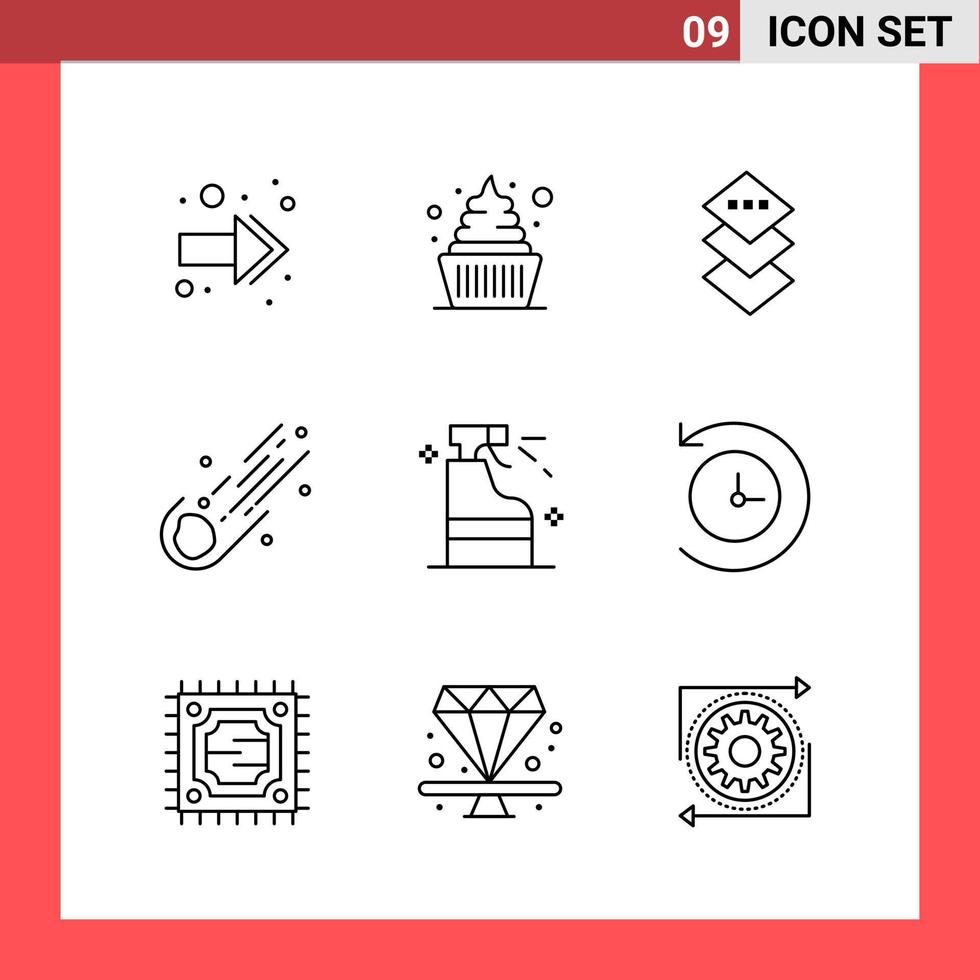 9 Icon Pack Line Style Outline Symbols on White Background Simple Signs for general designing vector