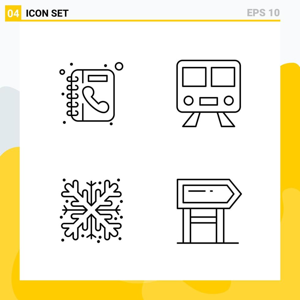 colección de 4 iconos de línea universal conjunto de iconos para web y móvil vector