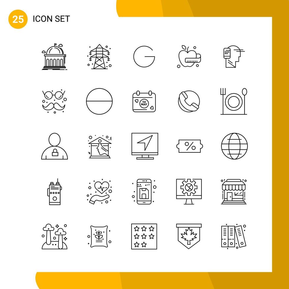 25 Icon Set Line Style Icon Pack Outline Symbols isolated on White Backgound for Responsive Website Designing vector