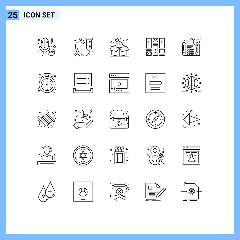 Set of 25 Vector Lines on Grid for creative wirefram gift sketching islamic Editable Vector Design Elements