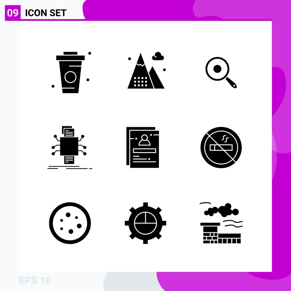 Solid Icon set Pack of 9 Glyph Icons isolated on White Background for Web Print and Mobile vector
