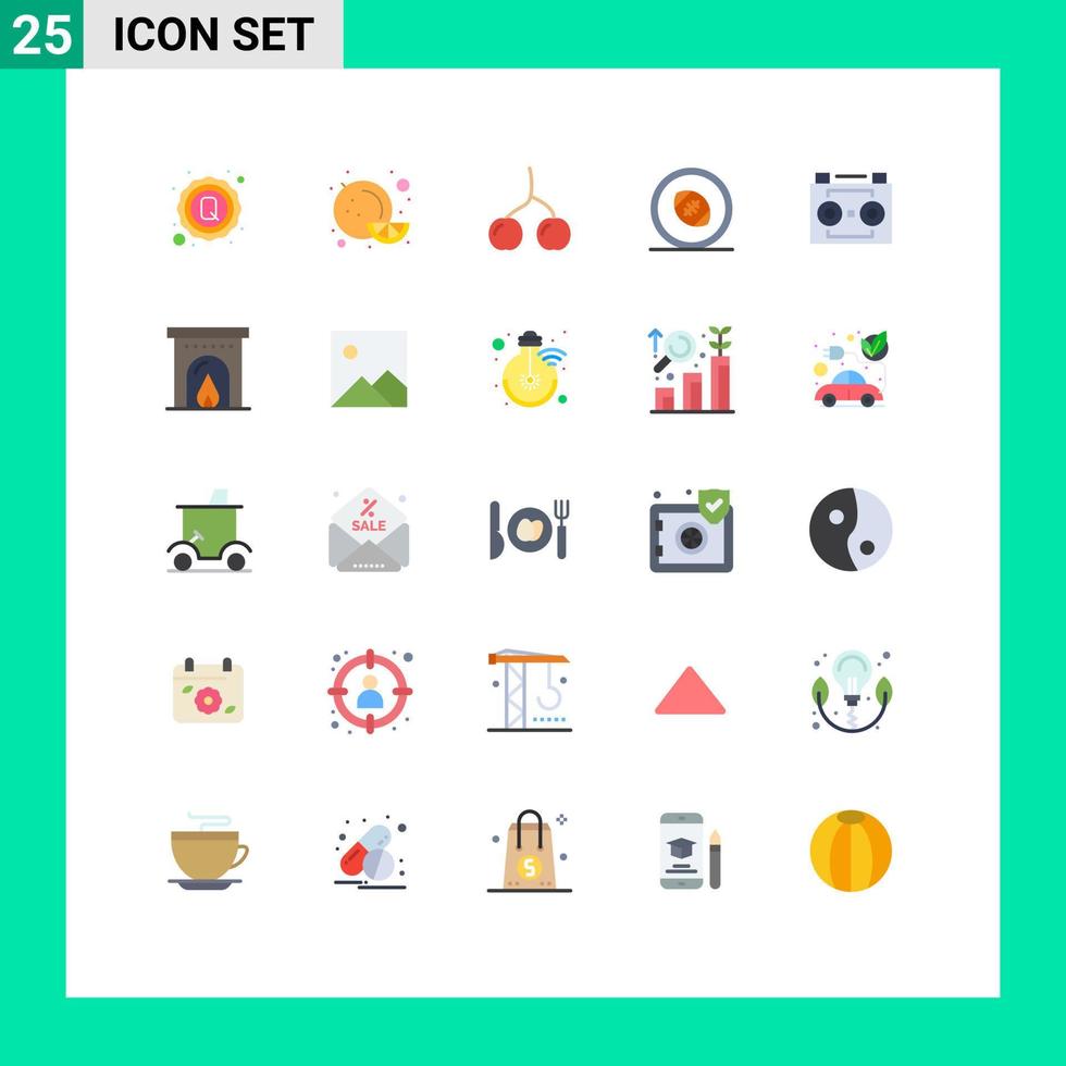 Set of 25 Modern UI Icons Symbols Signs for digital audio audio recording cherry rugby scrum rugby field Editable Vector Design Elements