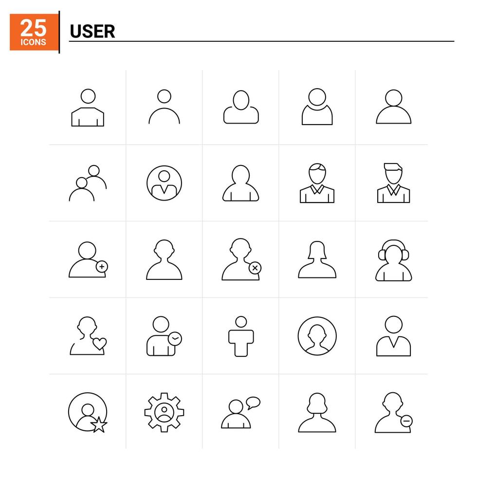 25 iconos de usuario conjunto de antecedentes vectoriales vector