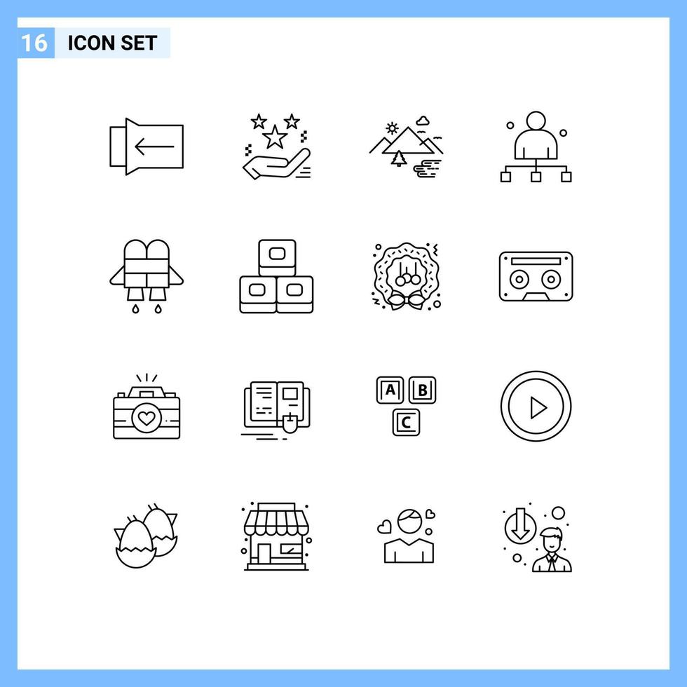Set of 16 Commercial Outlines pack for head chief mountains captain sun Editable Vector Design Elements