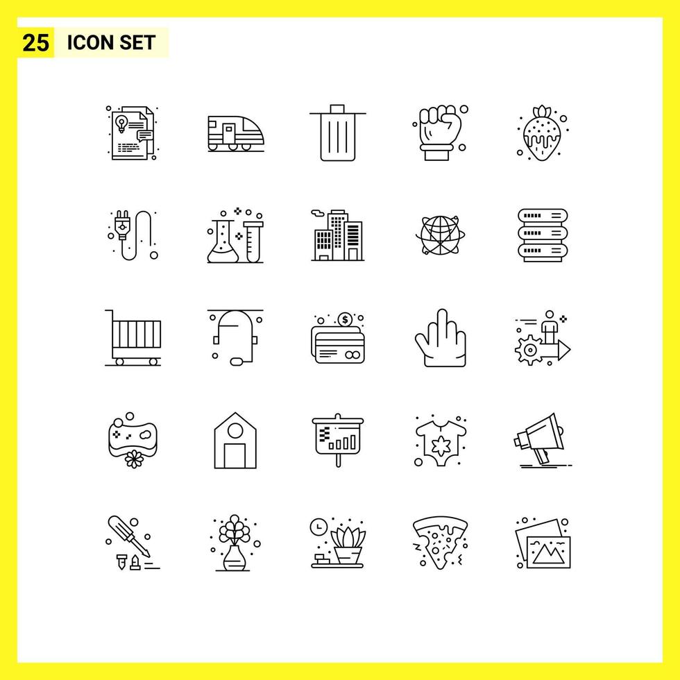 Universal Icon Symbols Group of 25 Modern Lines of food spanner been engineer labour hand Editable Vector Design Elements