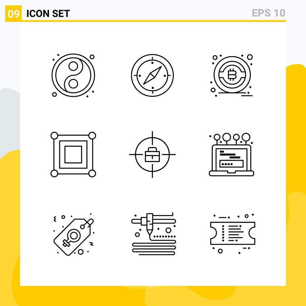 colección de 9 iconos de línea universal conjunto de iconos para web y móvil vector