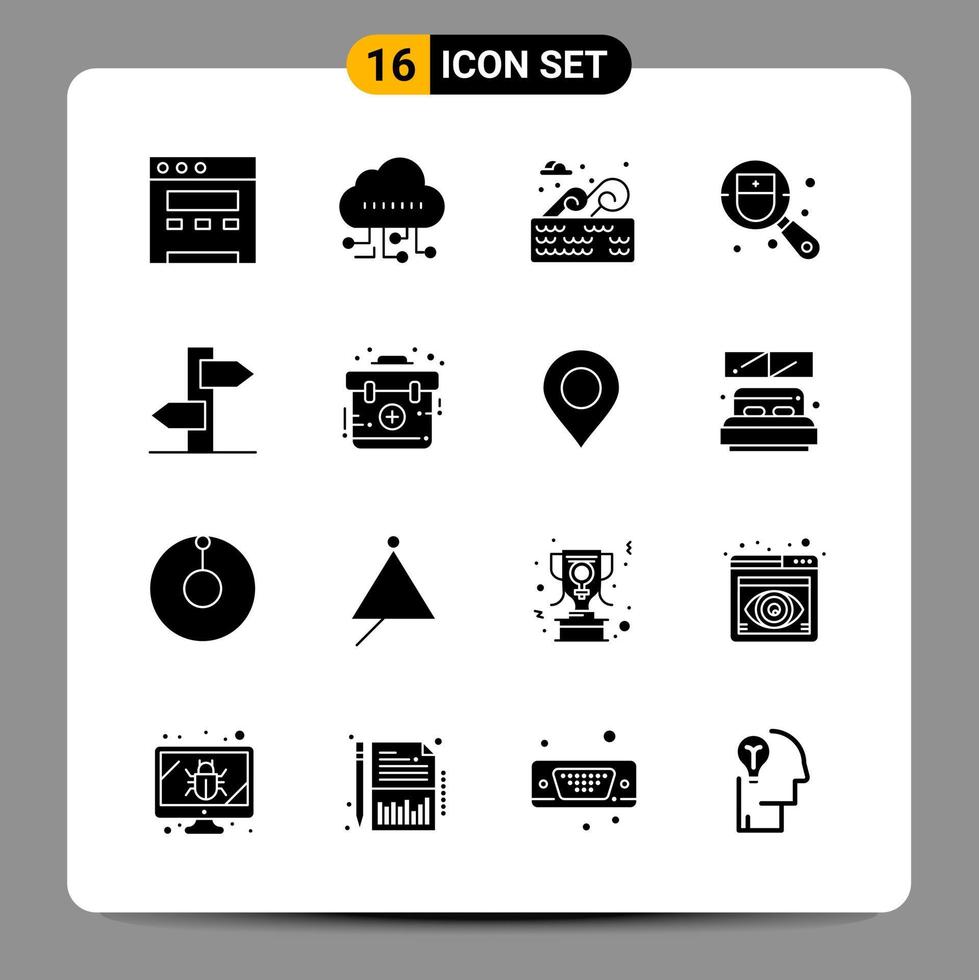 16 Black Icon Pack Glyph Symbols Signs for Responsive designs on white background 16 Icons Set vector