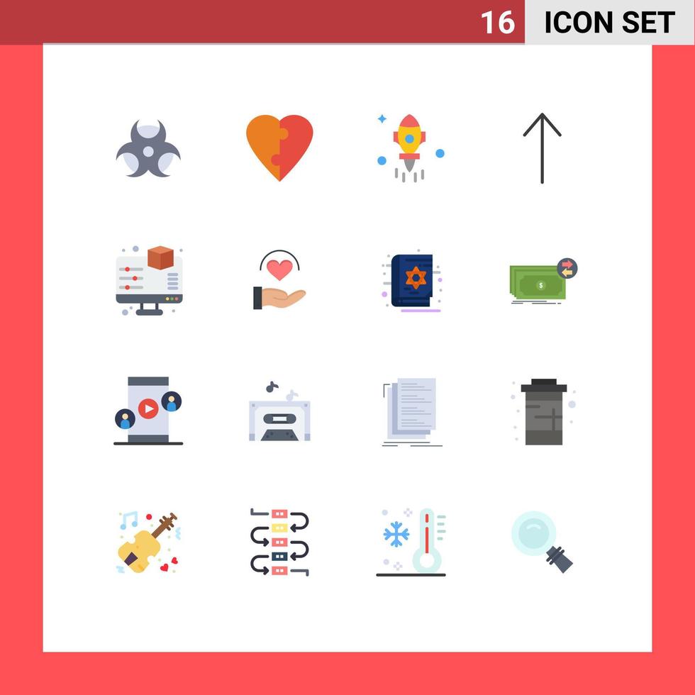 Editable Vector Line Pack of 16 Simple Flat Colors of care printing space preview display Editable Pack of Creative Vector Design Elements