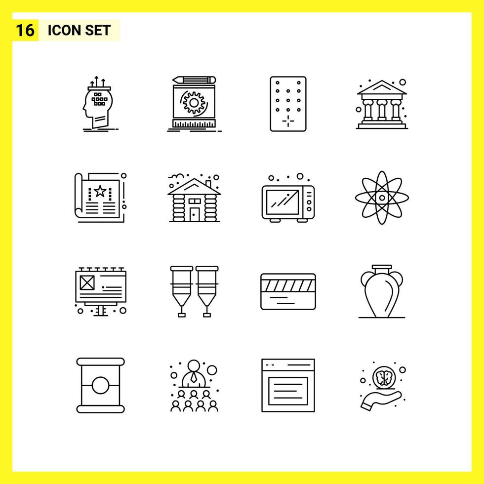 16 Icon Set Simple Line Symbols Outline Sign on White Background for Website Design Mobile Applications and Print Media vector
