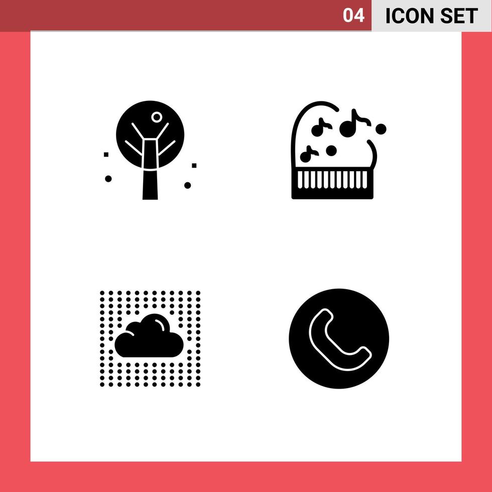 Universal Icon Symbols Group of 4 Modern Solid Glyphs of nature secure education cloud call Editable Vector Design Elements