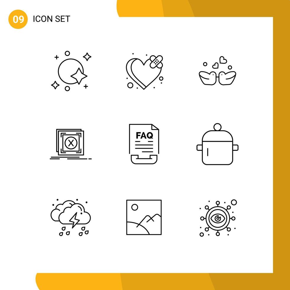 9 Outline concept for Websites Mobile and Apps server message heart application ducks Editable Vector Design Elements