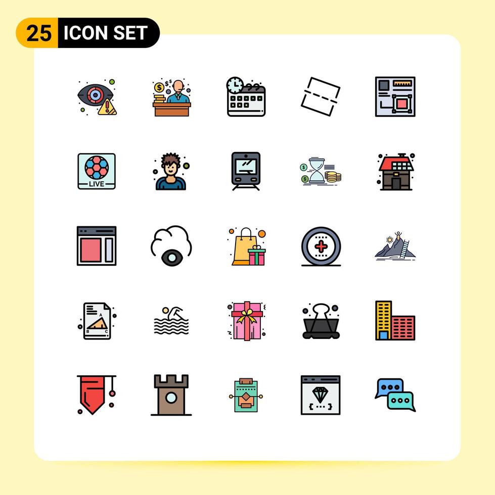 25 User Interface Filled line Flat Color Pack of modern Signs and Symbols of digital browser corporate art photo Editable Vector Design Elements