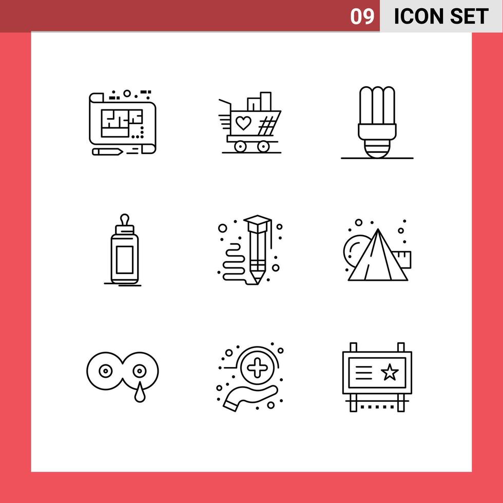 paquete de iconos vectoriales de stock de 9 signos y símbolos de línea para elementos de diseño vectorial editables del alimentador infantil del corazón del bebé del arte vector