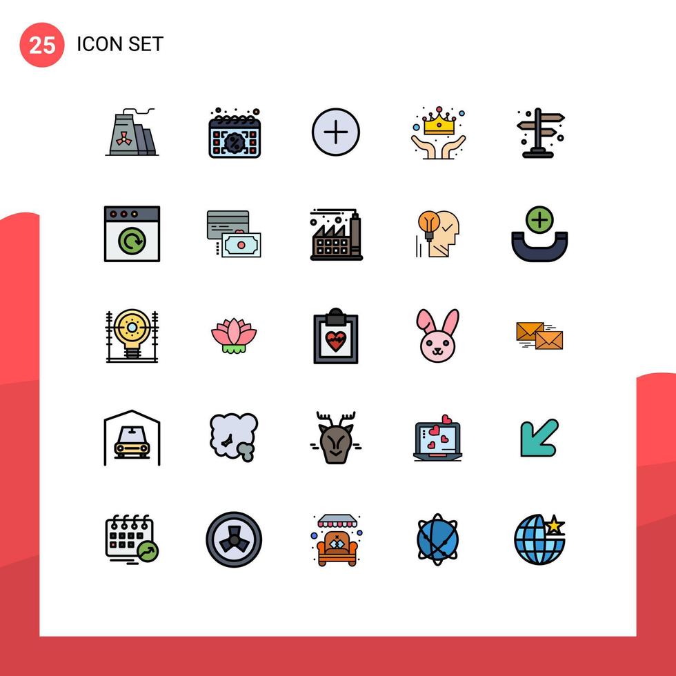 25 iconos creativos signos y símbolos modernos de dirección venta de mano ganador de la corona elementos de diseño vectorial editables vector