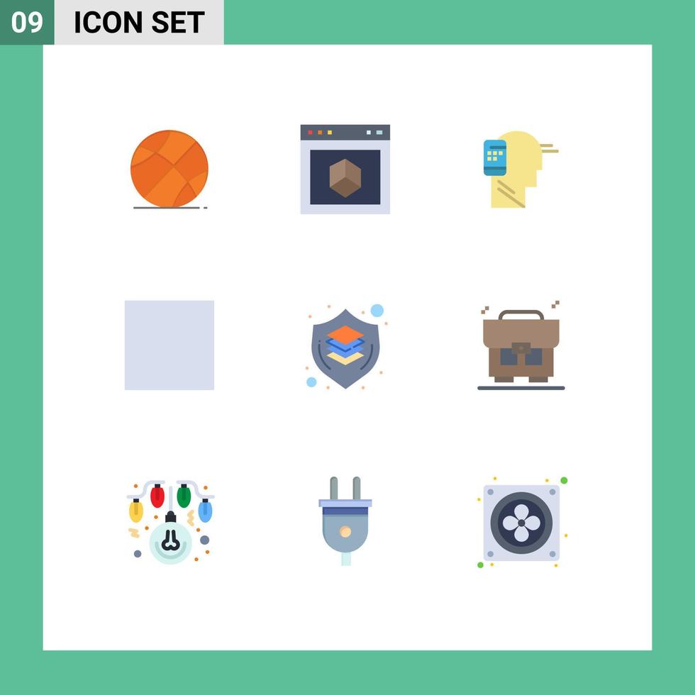 Editable Vector Line Pack of 9 Simple Flat Colors of design view site full screen mobile Editable Vector Design Elements