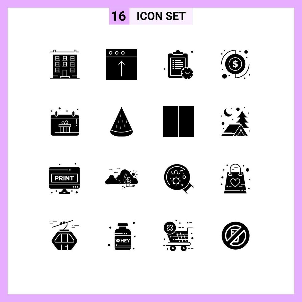 conjunto de 16 iconos de interfaz de usuario modernos símbolos signos para caja de regalo dinero cargar inversión presupuesto elementos de diseño vectorial editables vector