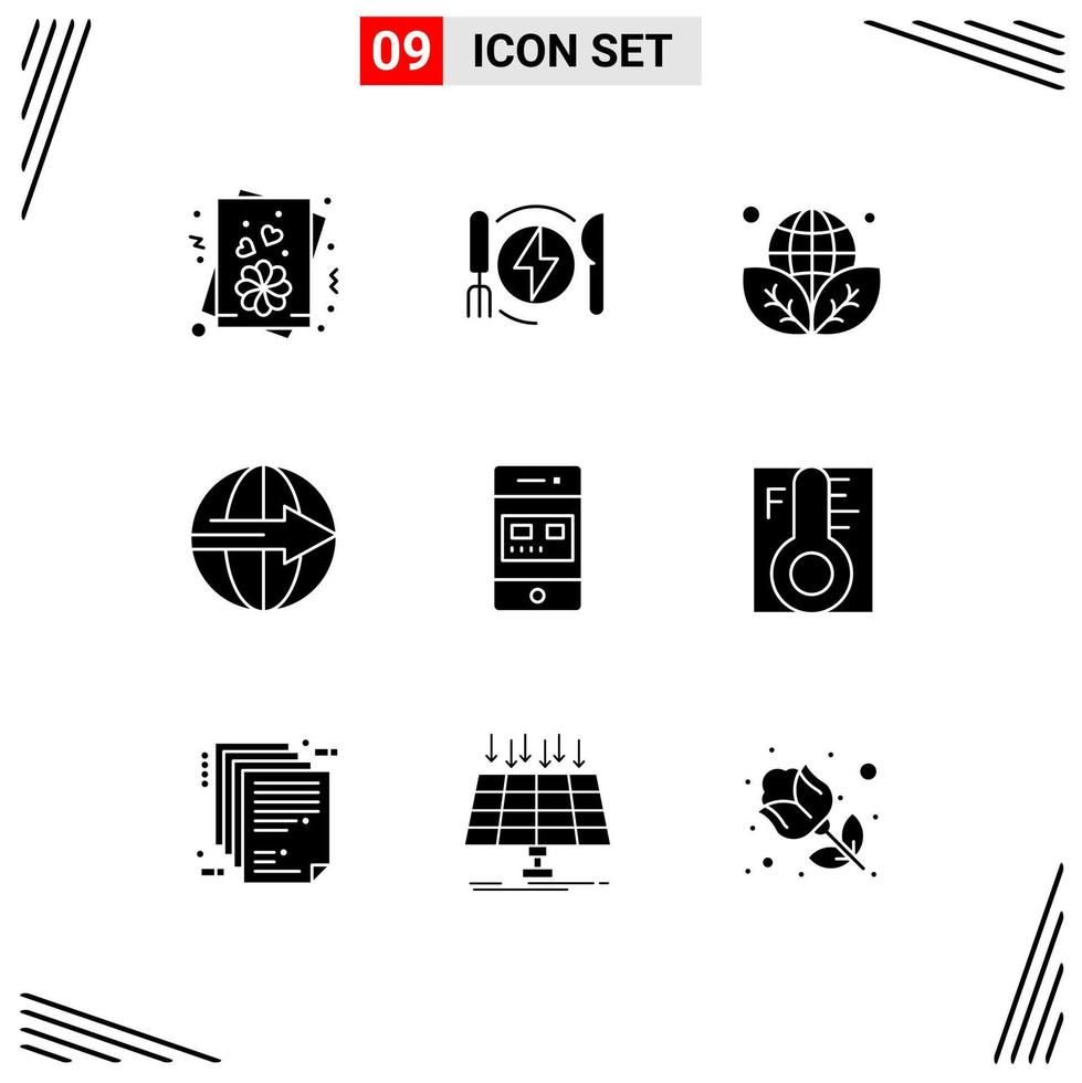 Universal Icon Symbols Group of 9 Modern Solid Glyphs of card service ecology logistic delivery Editable Vector Design Elements
